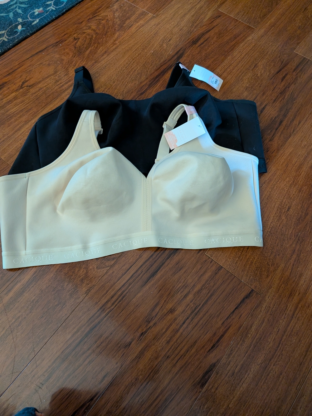 Cacique No Wire Wireless Bras in Black & Nude- NWTS- Sz 50DDD- Lot Of 2